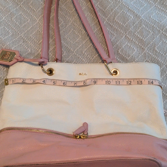Cream and Pink Ralph LaurenTote - Picture 9 of 12